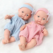 Mini poupée de nouveau né réaliste pour garçon, 26cm, en Silicone, Anti Stress, pour enfant 