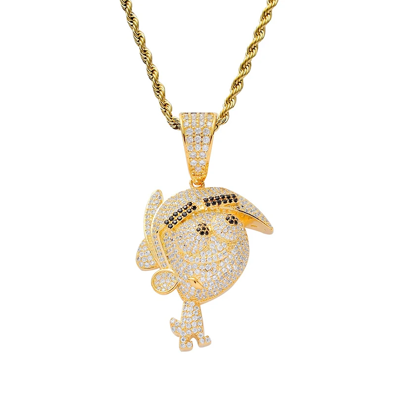 

Hip Hop AAA Cubic Zirconi Pave Bling Iced Out Cartoon Character Pendants Necklace for Women Men Rapper Jewelry Gold Silver Color