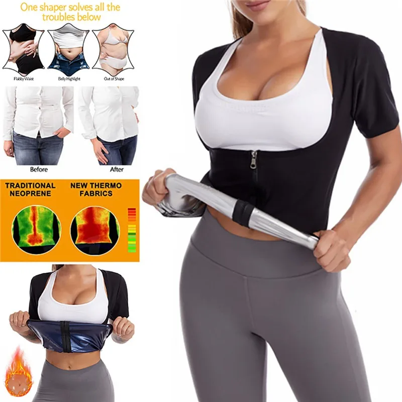 leonisa shapewear Women Sauna Shaper Tops Long Sleeve Thermo Sweat Shapewear Slimming Zipper Waist Trainer Corset Gym Fitness Hot Workout Shirt backless shapewear