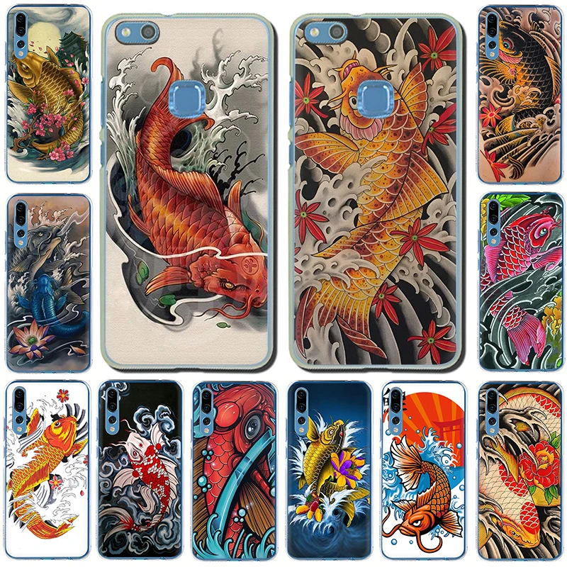 Japan Tattoo Koi Fish Hard Plastic Phone Case for Huawei Honor 6A 6C 7X 8X 8C 8A 8 9 10 Lite 7A 9X 20 Pro | Мобильные телефоны и
