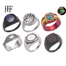 Marvel Avengers Iron Man arco Reactor anillo Vintage gótico anillos para hombres Pantera Negra aquamán anillo negro hombres bagues para mujer