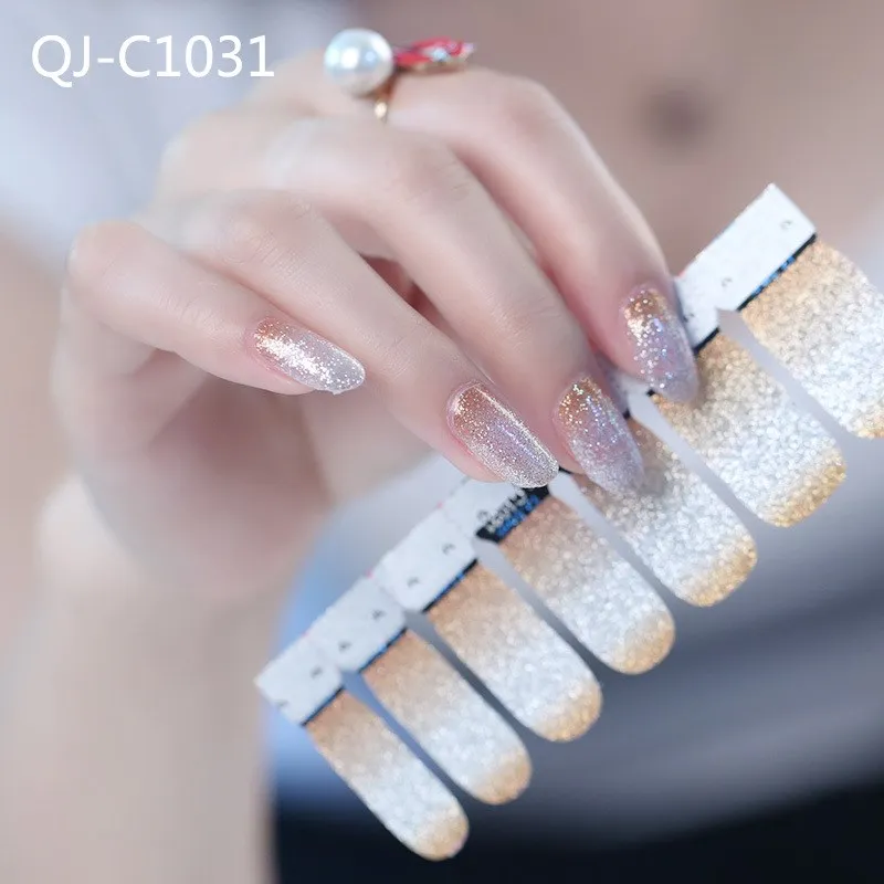 QJ-C-1031 Блестящая Серия, модные переводные наклейки для ногтей, Коктейльная коллекция, маникюр, сделай сам, лак для ногтей, полоски, обертывания, вечерние - Цвет: QJ-C-1031