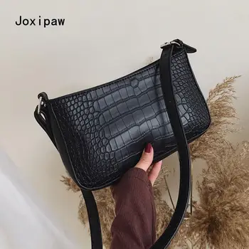 

Messenger Handbags Retro Alligator Pattern Women Shoulder Bags PU Leather Casual Solid Crossbody Bags 2020 New