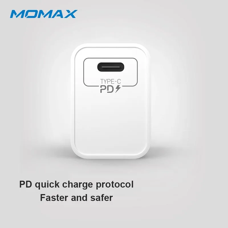 Зарядное устройство MOMAX UM12 PD, быстрая зарядка, головка Apple, совместимая с головкой android type-c, сертификация 3C, умное зарядное устройство 18 Вт
