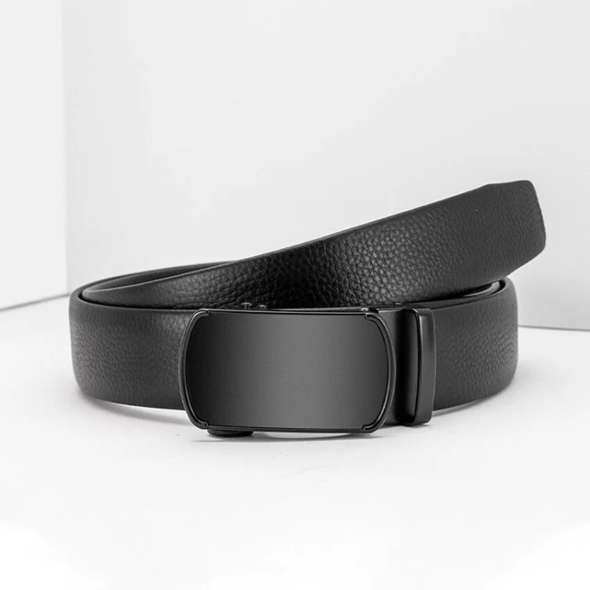 Automatic Buckle Minimalist All Black Belts Top Layer Cowskin Male Business Belt Fashion Jeans Strap Quality Assurance XKS201