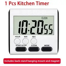 Minuterie de cuisine avec écran numérique LCD carré, compte à rebours, alarme de sommeil, chronomètre, fonction horloge