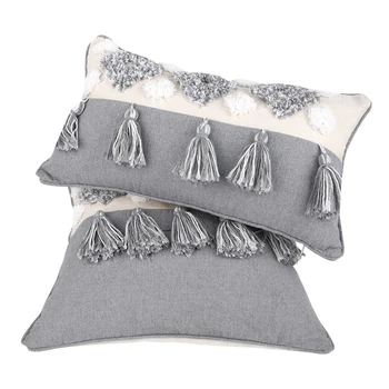 

Fringed Tassel Pillowcase Fashion Bohemian Cotton Embroidered Pillowcase Decorative Square Pillow Cover