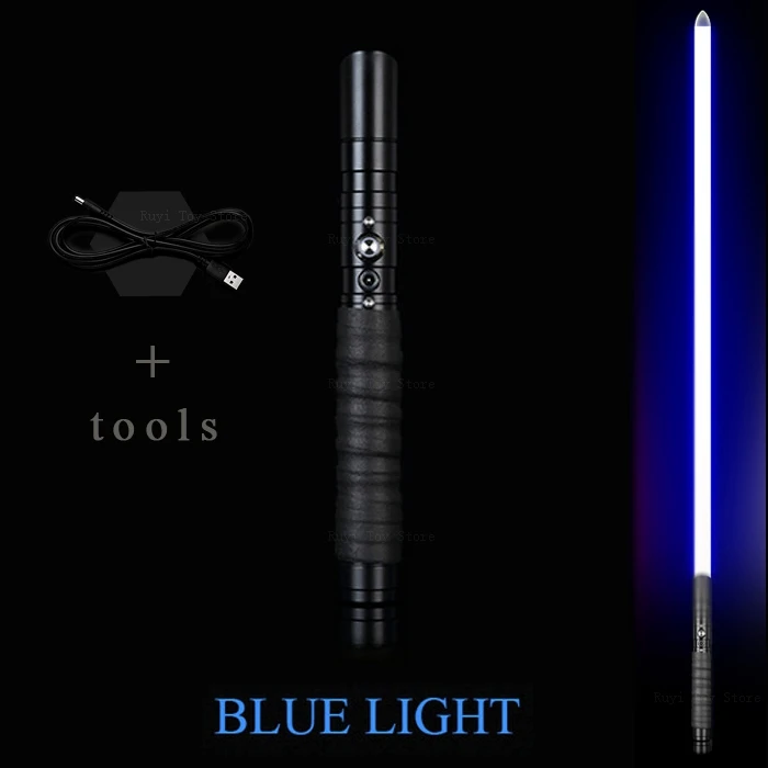 Световой меч Jedi sith Luke Light Saber Force FX Heavy Dueling перезаряжаемый меняющийся цвет звук FOC Блокировка металлическая ручка меч - Цвет: black-blue