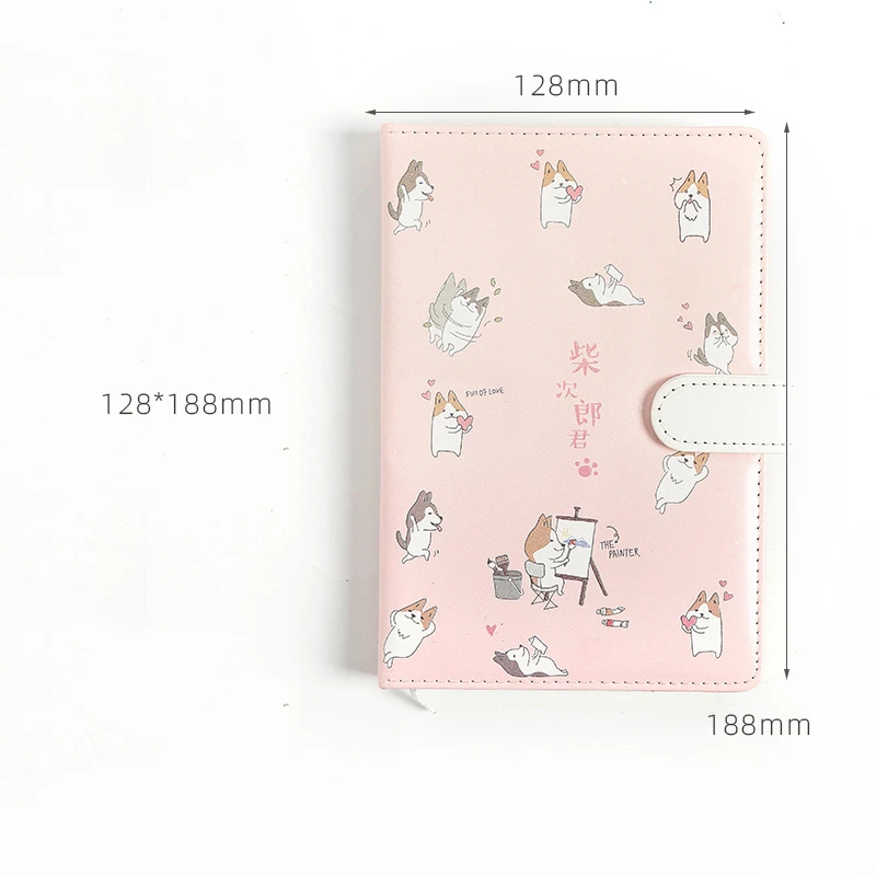 Креативный блокнот из искусственной кожи с милой собакой, блокнот, школьный дневник, планировщик журнал, милый блокнот со страницами - Цвет: pink
