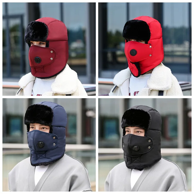

1PCS Bomber Hat Cold Resistance Hat Face Shield Ear Protection Thick Winter Hat Cap