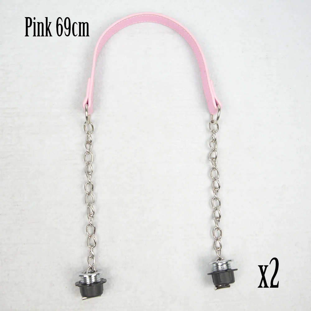 Новинка, 1 пара серебряных коротких винтовых одиночных цепей Obag OT с металлической пряжкой, красочные ручки для Obag O сумки, женские сумки через плечо - Цвет: pink