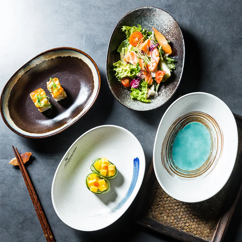 

Creative Irregular Ceramic Bowl Creative Special-shaped Home Kitchen Tableware Soup Noodles Japanese Dishes Tableware Set