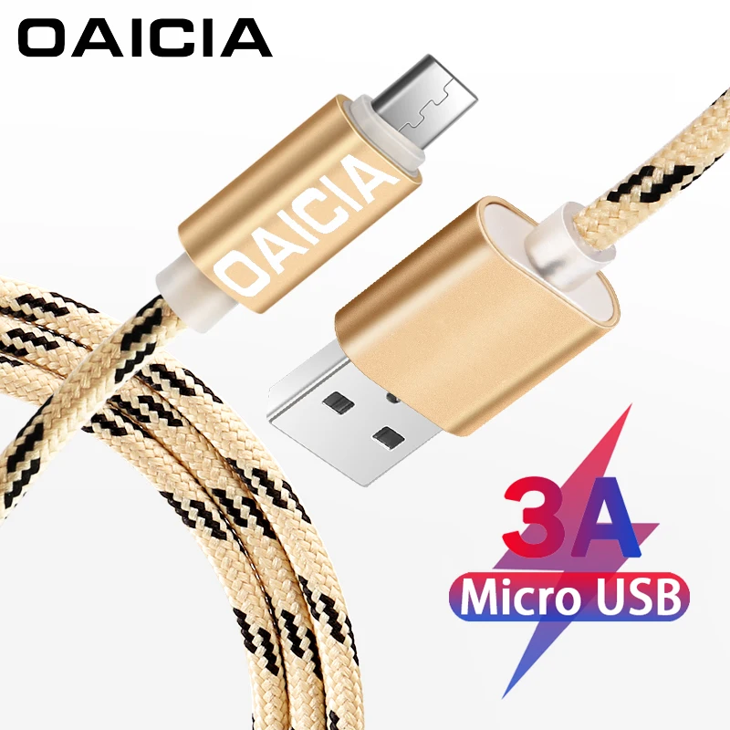 OAICIA микро USB кабель 3A нейлон Быстрая зарядка для передачи данных Samsung Xiaomi LG