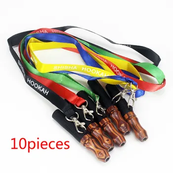 

10pieces Reusable Hookah Mouthpiece with Hang Rope Strap Shisha Mouth Tips Silicon Wooden Chicha Narguile Water Pipe Mouthpieces