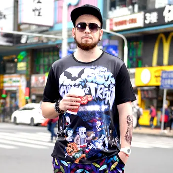 

Men's T-shirt personality plus size men's Halloween print loose short sleeves plus fat to increase sweat absorption