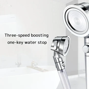 

Handheld Shower Head Adjustable 3 Mode High Pressure Shower Head Water Saving One Button to Stop Water Hand Shower