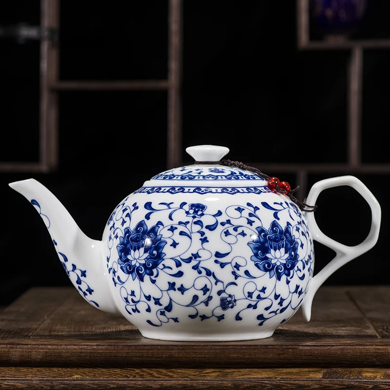 CHANSHOVA Китай кунг-фу синий и белый тонкий фарфоровый чайник большой емкости 320 мл 1Л керамический чайник Традиционный китайский чайный набор - Цвет: 1000ml-H