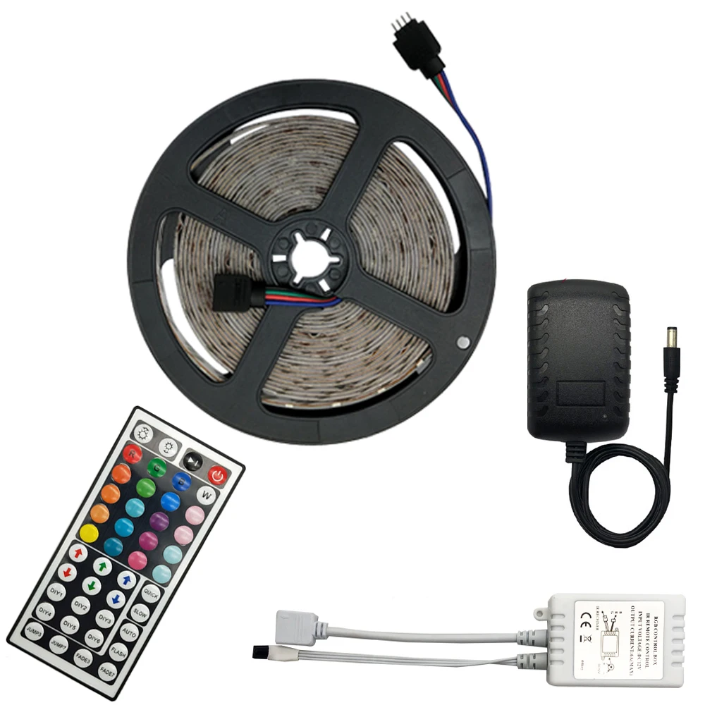 

RGB LED Strip Light SMD 2835 5M RGB Tape DC12V Ribbon diode led Strips Light Flexible Stripe Lamp IR Led Controller Led Strip