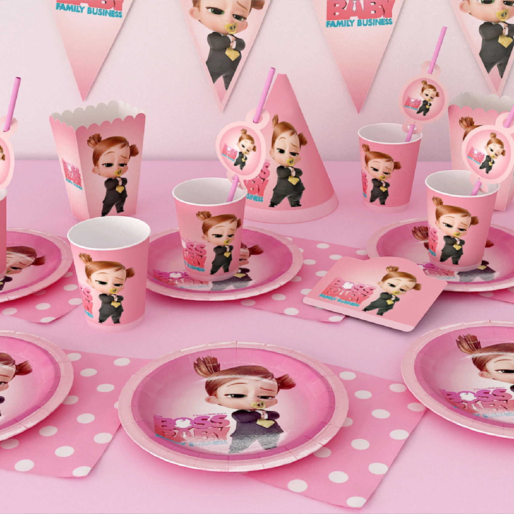 Baby Girl Birthday Party Decoration Girl Boss Party Supplies Diy Baby Shower Disposable Paper Tableware Children Birthday Decor