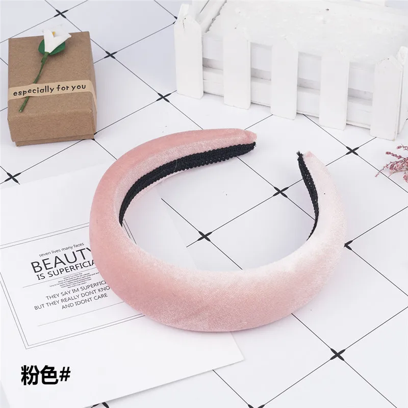 Nova Moda Estilo Ocidental Solidos Cores Engrossar Acolchoado Cabeca Aro Turbante Mulheres Hairbands Meninas Acessorios головные уборы - Цвет: CD087