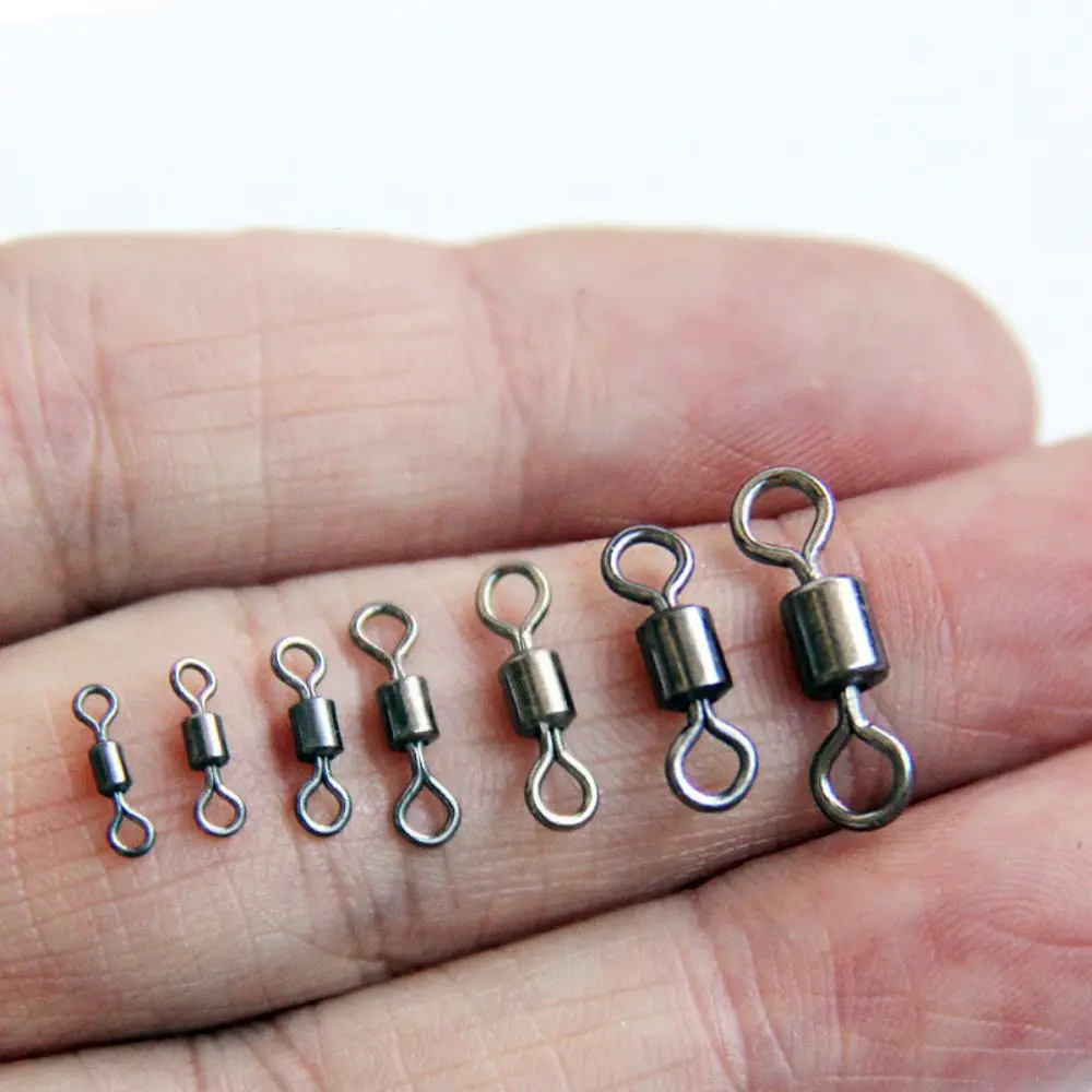 100pcs/Bag Bearing Swivel Fishing Connector Mixed Size 4# 12# 2/0#-14#  Barrel Rolling Solid Rings For Fishhook Lure Link Tackle - AliExpress