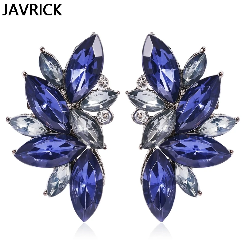 

Colorful Floral Leaf Shape Stud Earring Teardrop Design Crystal Earrings Women