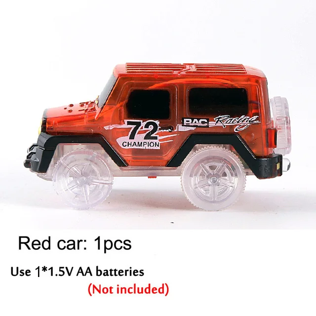1 red car Гоночный изгиб рельсовый Трек светодиодный электронный флэш-светильник Автомобиль DIY игрушка детский подарок железная дорога волшебный светящийся гибкий трек автомобиль игрушки для детей - Цвет: 1 red car