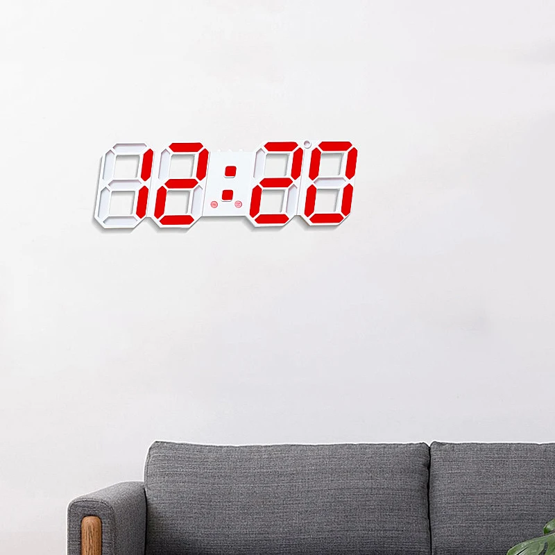 3D LED Digital Clock Wall Desktop Alarm Clock Temperature Calendar Display Modern Style Plastic Electronic Alarm