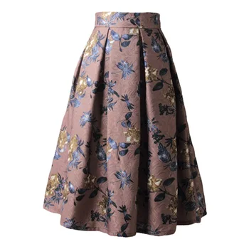

Summer Spring Women Vintage Blue Party Midi Skater Skirts Fashion Casual Pleated Mid-Clf Ball Gown Skater Women's Skirts S-XL