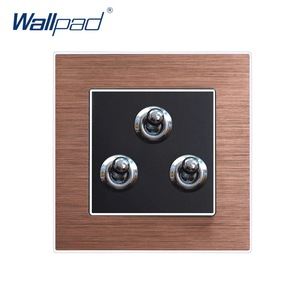 3 банды 2 способа переключателя Wallpad роскошный настенный выключатель света гладкая металлическая панель прерыватель