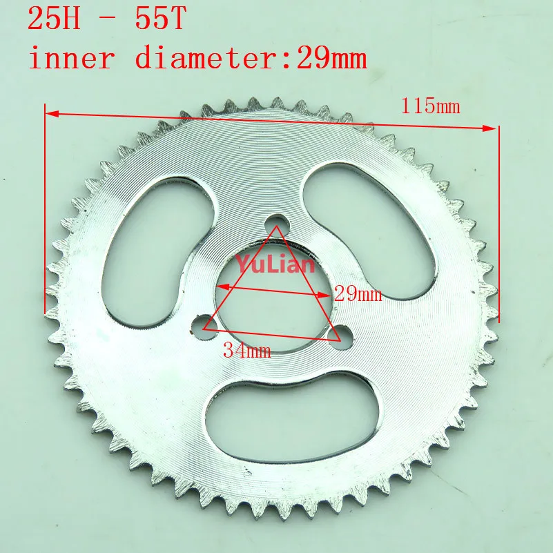 25H 55T Tooth 29mm 2 Stroke Mini ATV Rear Chain gear Sprocket plate For 47cc 49cc Pocket Bike Quad 4 Wheeler Scooter