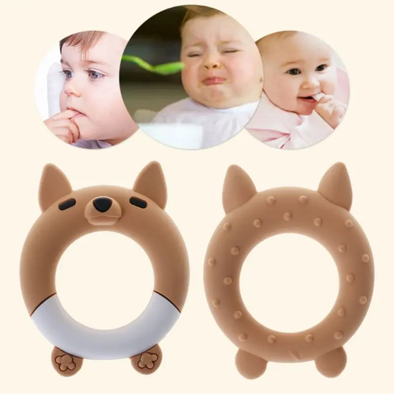 

Baby Teether Cartoon Fox Teething Ring Bracelet Bangle Silicone DIY Necklace Pendant Food Grade BPA Free Safe