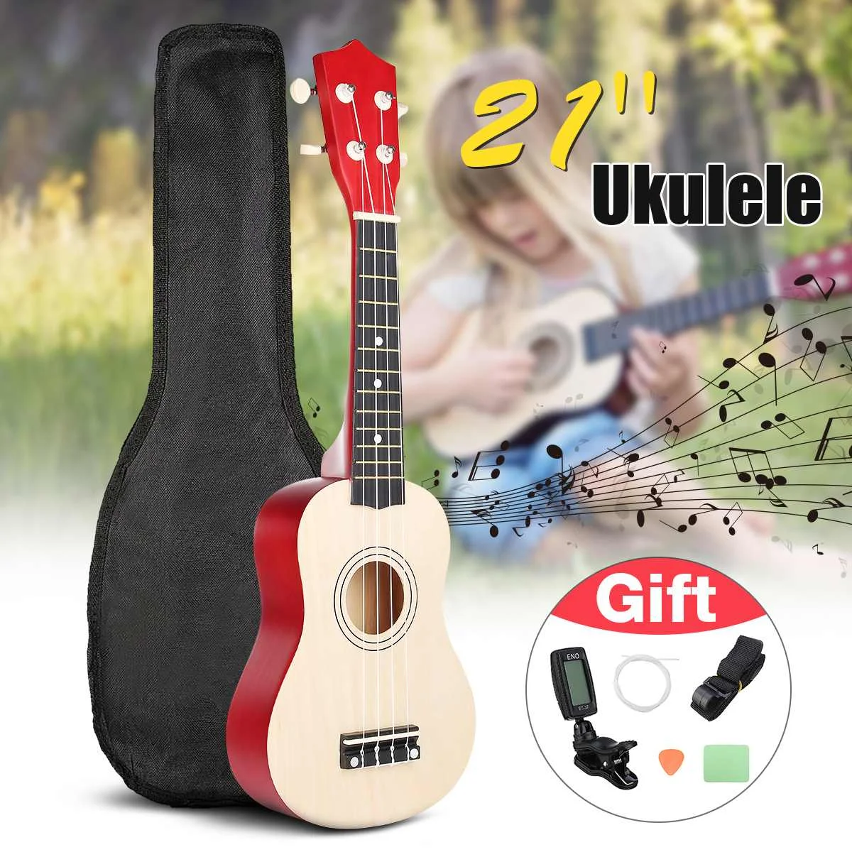 Ukulele Combo 21 Ukulele Black Soprano 4 Strings Uke Hawaii Bass