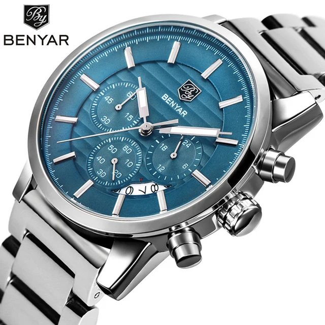 BENYAR Business Chronograph Sport All steel Men Watches Top Brand Luxury Military Quartz Male Watchwrist Clock Relogio Masculino 1