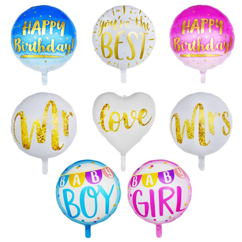 

1pc 18inch baby boys & girls round foil balloon baby shower wedding decoration balloons birthday party decorations kids toys