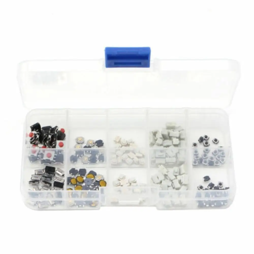 

250Pcs 10 Types Tactile Push Button Switch Car Remote Key Button Microswitch Tool Kit Momentary Tact Assortment Kit