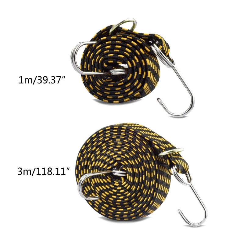 High Quality Elastic Rope 1M/3M Length Motorcycle Tied Band Thicken Bungee Strap with Double J Hooks for Motorcycle
