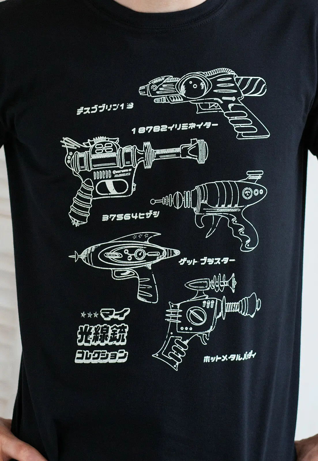 Японская футболка Ray Gun Blaster Япония Kanji Geek Sci Fi Аниме Манга Мужская | одежда