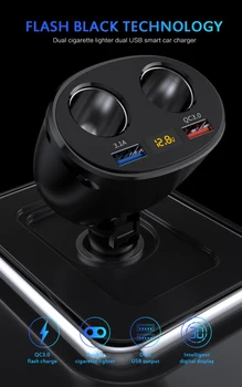 

QC3.0 3.1A Dual USB Car Charger Fast Charging Quick Charge Power Adapter With Double Cigarette Lighter Socket Splitter