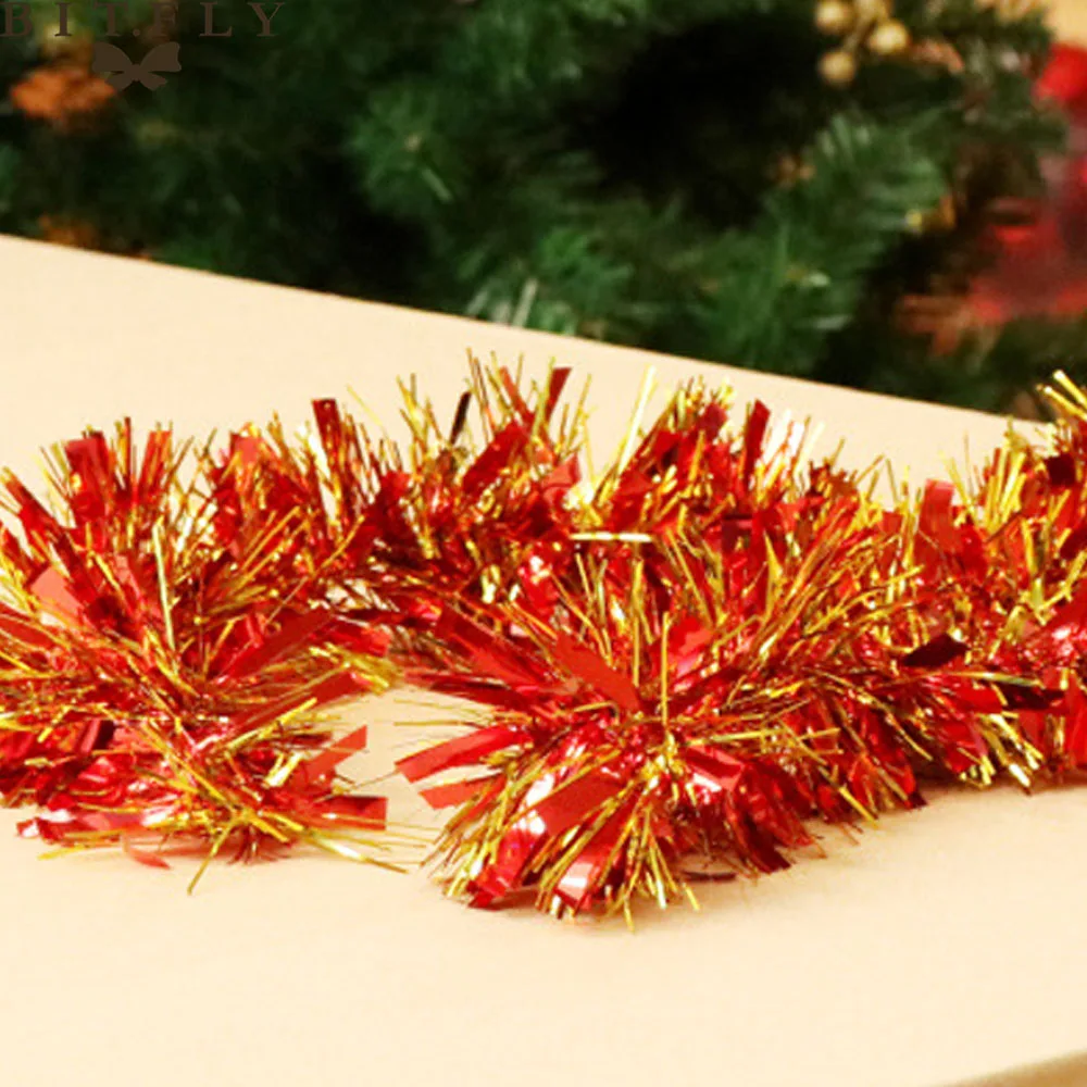 1pcs 2m Christmas Tree Decoration Tinsel Metal Strip Bar Hanging Ornament Ribbon Garland New Year Home Party Decoration Supply