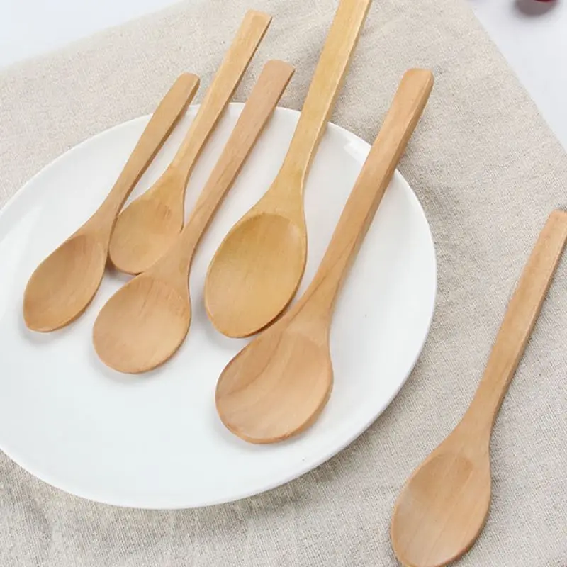 5Inch Small Wooden Spoons Condiments Salt Spoon Coffee Scoop Teaspoon Honey Jam Ice Cream Dessert Spoon