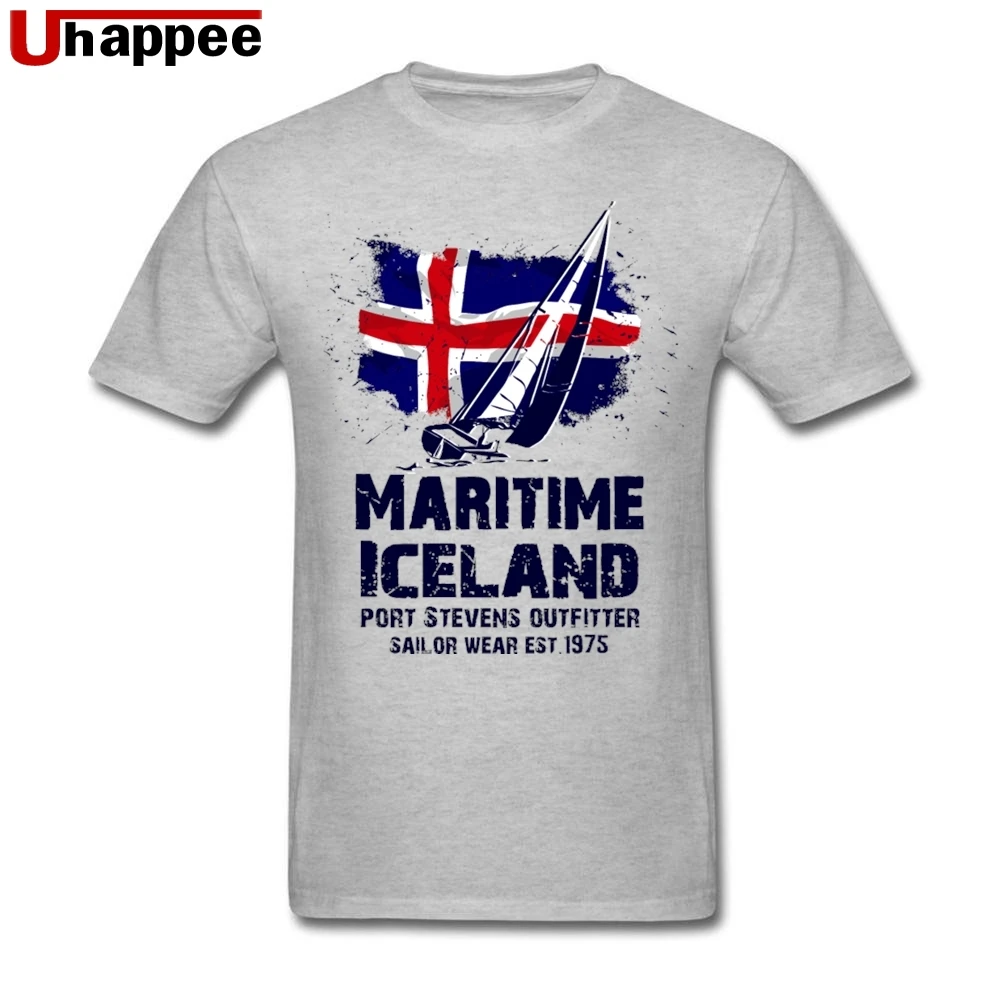 Maritime sailing Iceland flag for Men Vintage Style Tees Shirts Group Top Quality T-Shirt Short Sleeved 100 Cotton O Neck | Мужская