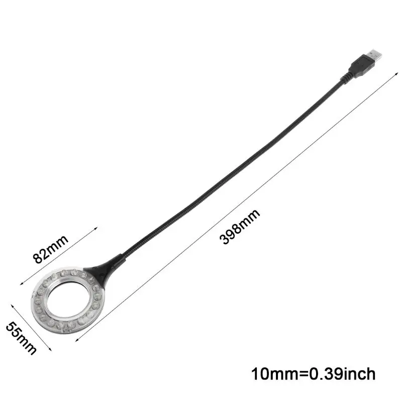 Ring Ring LED Light USB Table Desk Lamp 5V Bulb Flexible Gooseneck Adjustable Angle Reading Camping Powerbank Laptop PC