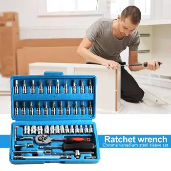 

46pcs/set Chromium Vanadium Steel Wrench Household Motorcycle Car Repair Tool Word S4/S5.5/S7 and Cross PH1/PH2/PH3