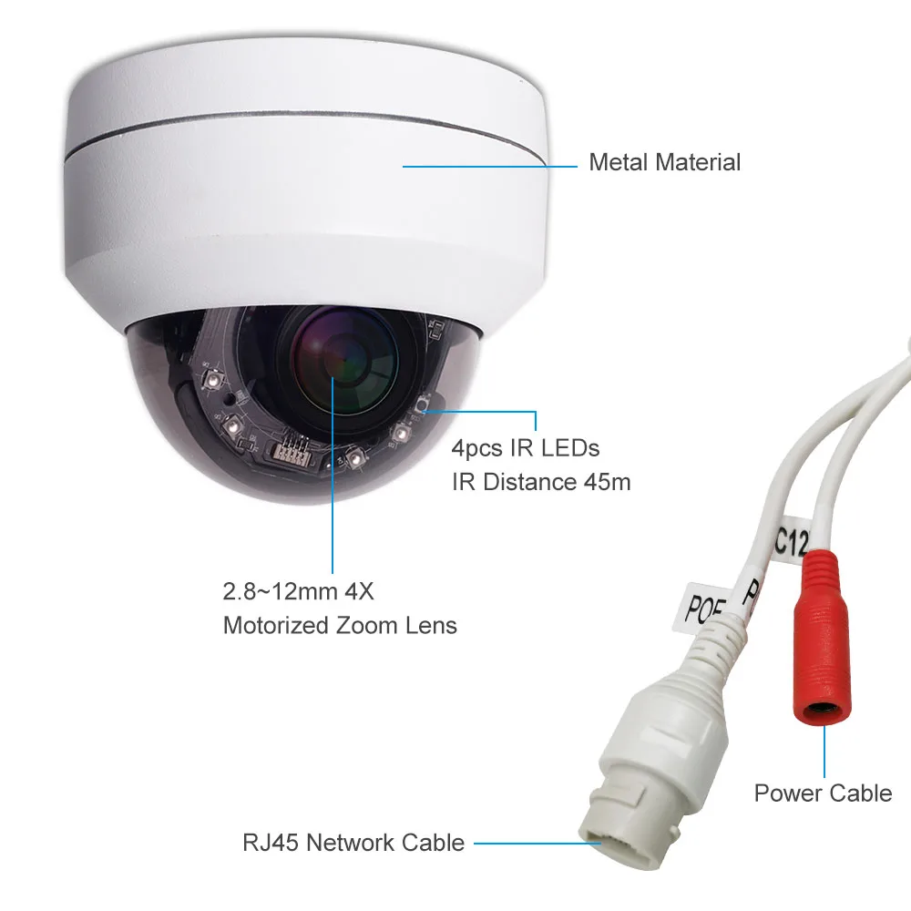 Hikvision Compatible 5MP Mini Dome PTZ IP Camera 4X Zoom 2.8-12mm Ourdoor 45M IR CCTV Video Surveil