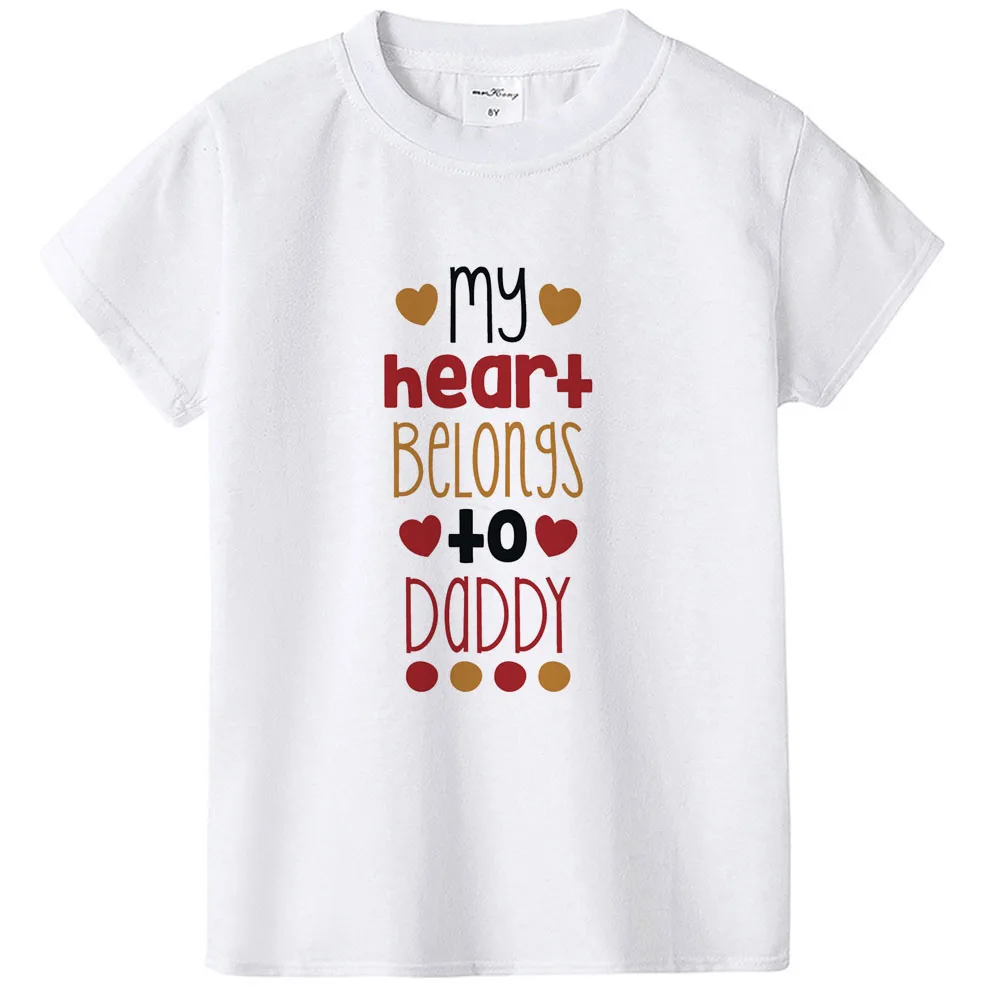 Футболка с принтом «My Heart is To Daddy's Day» летняя футболка с короткими рукавами для мальчиков и девочек подарок на день отца, повседневные топы, футболки