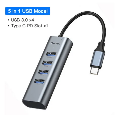 USB C концентратор Baseus type C для нескольких USB 3,0 концентратор HDMI адаптер док-станция для MacBook Pro huawei mate 30 USB-C 3,1 разветвитель порт type C концентратор - Цвет: 5 in 1 USB 3.0 HUB