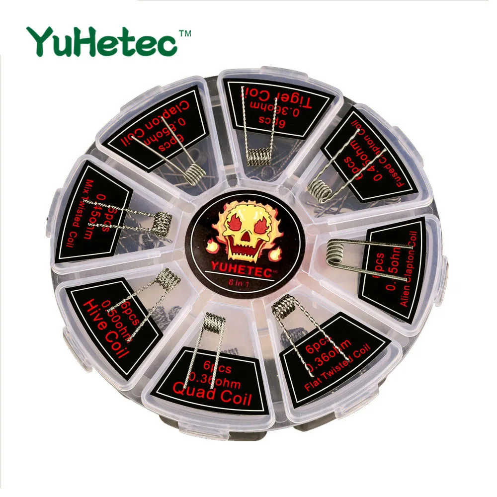 Готовая катушка YUHETEC 8 в 1 собранная Claptonwire готовые катушки Demon SS316 Tiger Alien