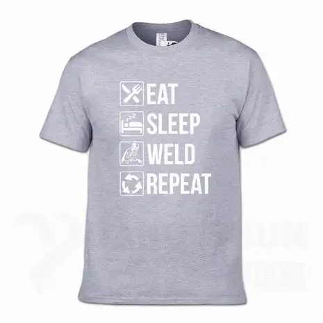 Забавная футболка для сварщика Eat Sleep Weld Repeat, Модная хлопковая Футболка 16 цветов, уличная футболка, топы с короткими рукавами