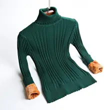 Размера плюс 2Xl Для женщин толстый теплый пуловер свитер из вельвета, вязаный джемпер, топ Повседневное тонкий женский Свитер с воротником